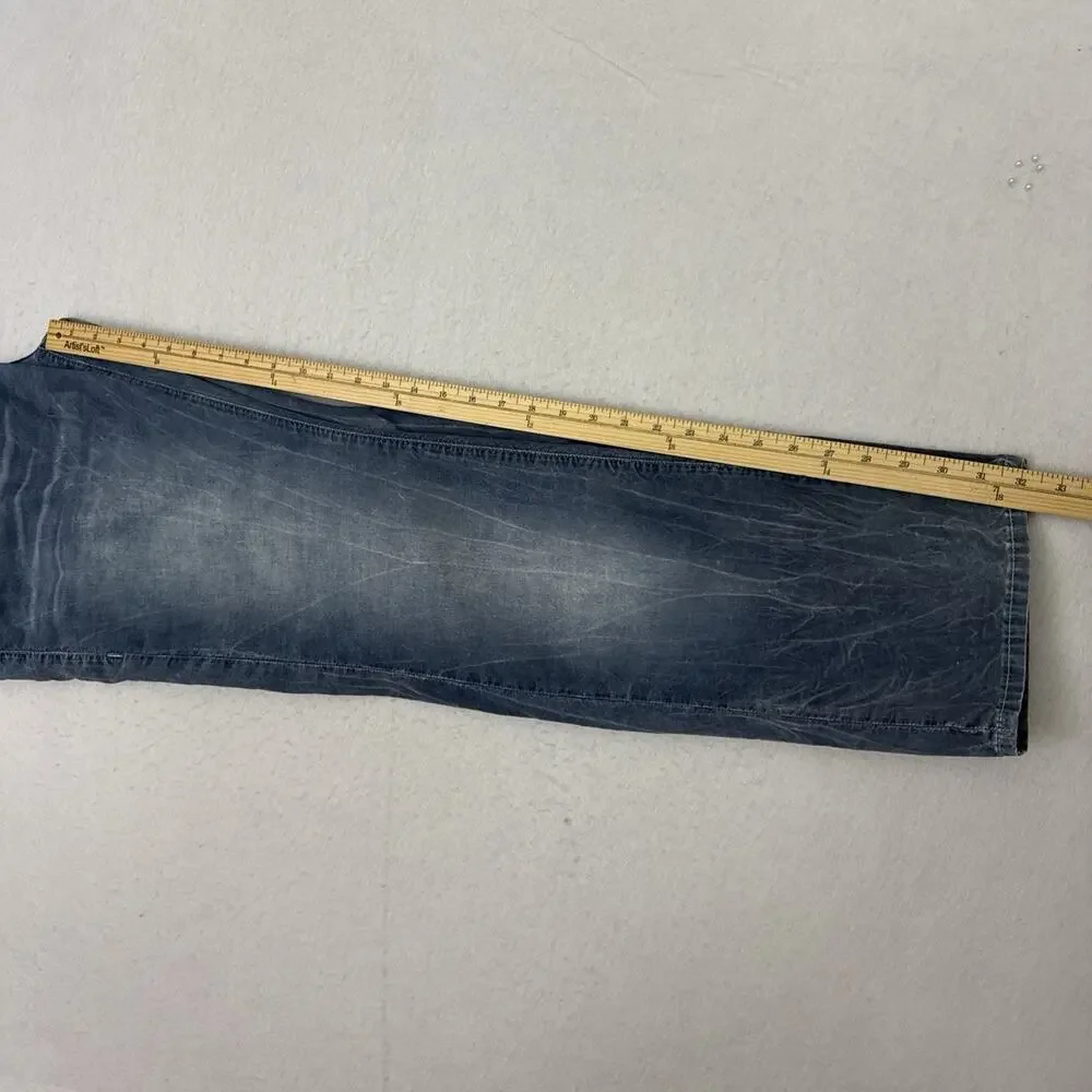 True Religion Jeans Mens 38 Blue Micro Corduroy Ricky Flaps Relaxed Straight VTG